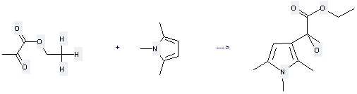 1H-Pyrrole,1,2,5-trimethyl- can be used to produce 2-hydroxy-2-(1,2,5-trimethyl-1H-pyrrol-3-yl)-propionic acid ethyl ester with 2-oxo-propionic acid ethyl ester